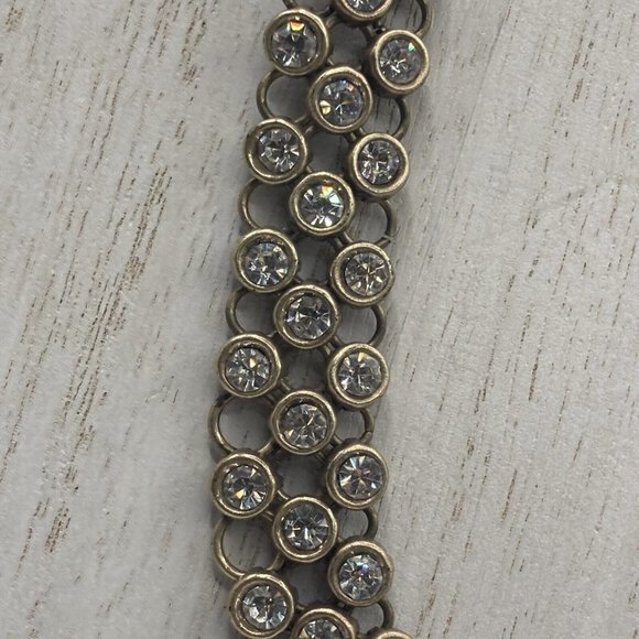 J.Crew Rhinestone Link Necklace 17" Gold tone Crystals collar Bib Cluster - Picture 3 of 9